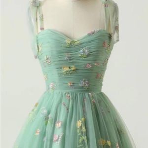 Hellymoon sage green embroidered homecoming dress